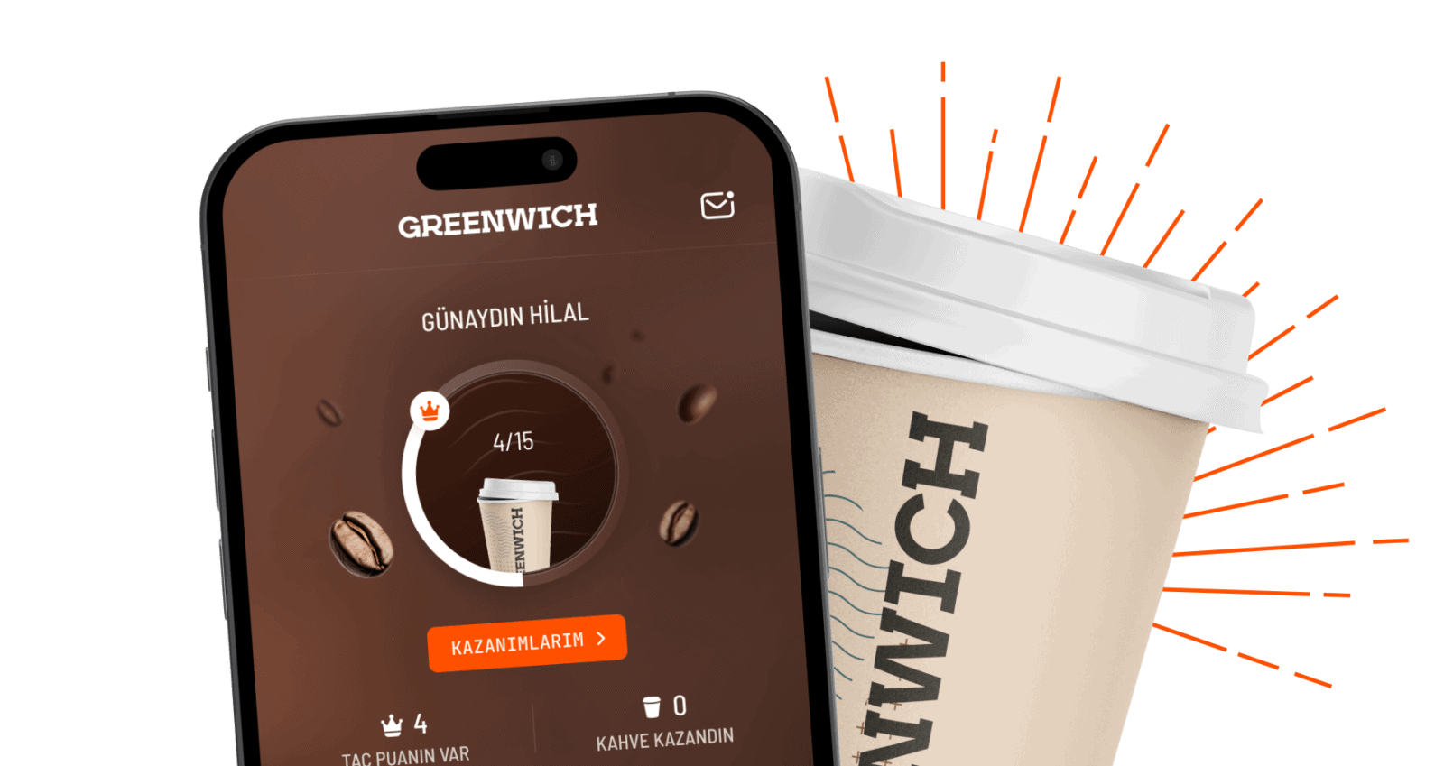 Greenwich Coffee mobil uygulaması ile kahve ödülleri kazan!.