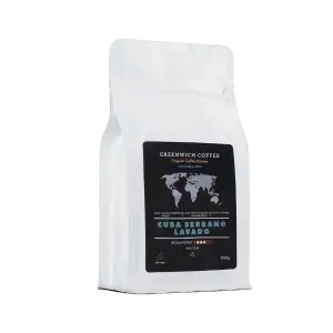 İşlenmiş ve tazelik odaklı Cuba Serrano Laayado kahve çekirdeği, Greenwich Coffee markasıyla.