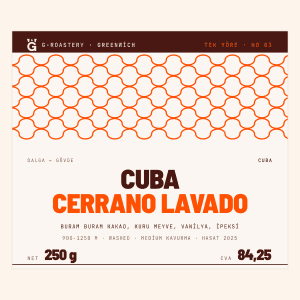 Greenwich Coffee Cuba Cerrano Lavado kahve paketi, 250g, taze kavrulmuş ve öğütülmüş.