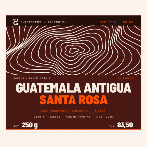 Guatemala Antigua Santa Rosa kahve çekirdeği paketi, 250g, orta kavurma, taze ve aromatik.